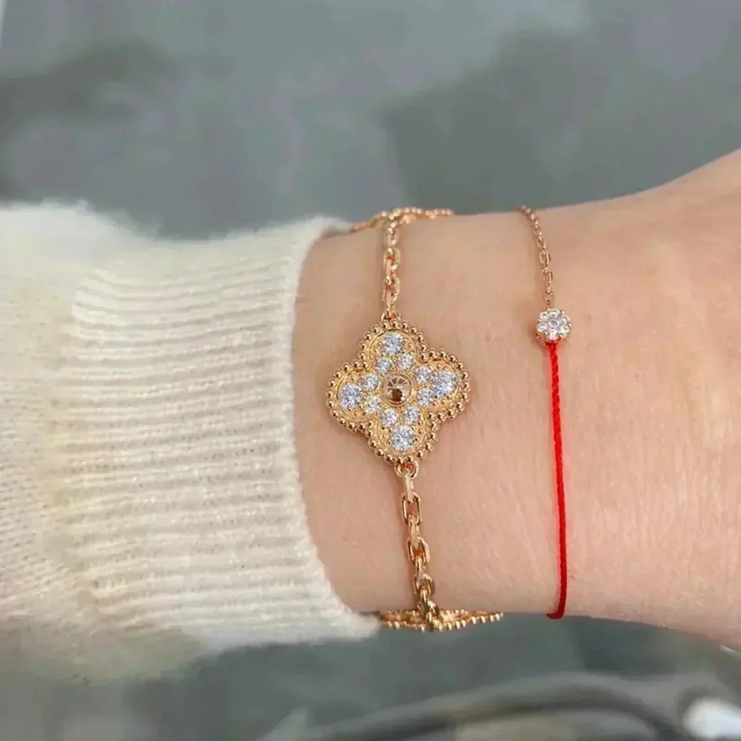 [Glow]New  CLOVER 5 MOTIF FULL DIAMOND BRACELET COLLECTION
