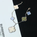 ¡®Glow¡¯CLOVER BRACELET 5 MOTIFS MOP CHALCEDONY SILVER