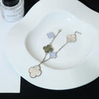 ¡®Glow¡¯CLOVER BRACELET 5 MOTIFS MOP CHALCEDONY SILVER