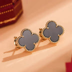 ¡®Glow¡¯CLOVER MEDIUM 1 MOTIFS  ONYX STUD EARRINGS