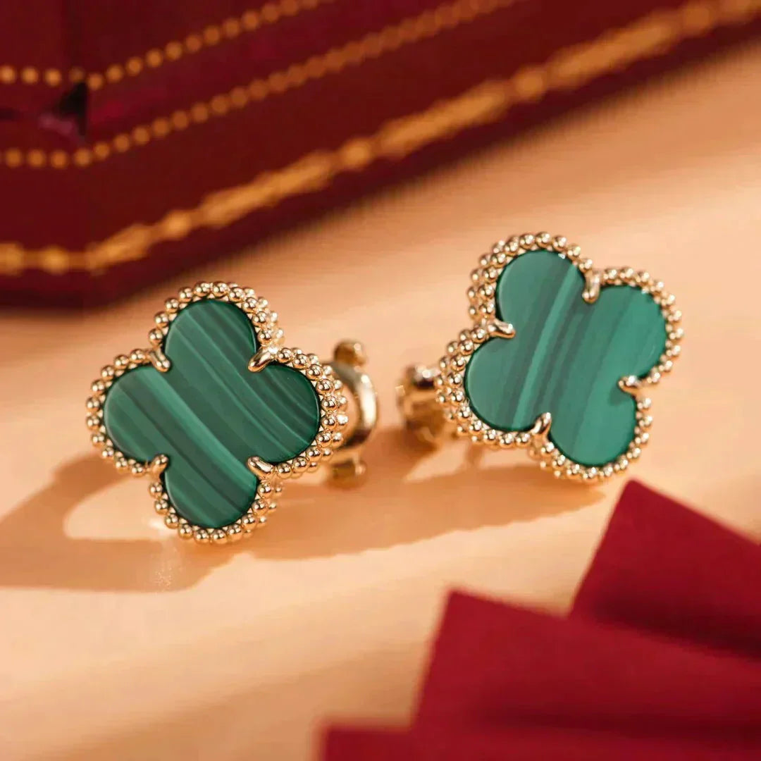 ¡®Glow¡¯CLOVER MEDIUM 1 MOTIFS MALACHITE  EARRINGS
