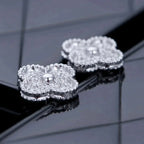 ¡®Glow¡¯CLOVER 1 MOTIFS DIAMOND STUD EARRINGS SILVER