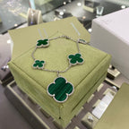 ¡®Glow¡¯CLOVER 5 MOTIFS SIVLER MALACHITE BRACELET