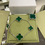 ¡®Glow¡¯CLOVER 5 MOTIFS SIVLER MALACHITE BRACELET