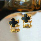 ¡®Glow¡¯CLOVER MEDIUM 1 MOTIFS  ONYX STUD EARRINGS