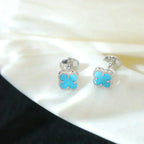 ¡®Glow¡¯CLOVER MINI 9.5MM ONYX STUD EARRINGS SILVER