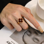 ¡®Glow¡¯CLOVER CARNELIAN RING ROSE GOLD DIAMOND