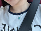¡®Glow¡¯CLOVER 1 DIAMOND LIGHT BLUE SILVER NECKLACE