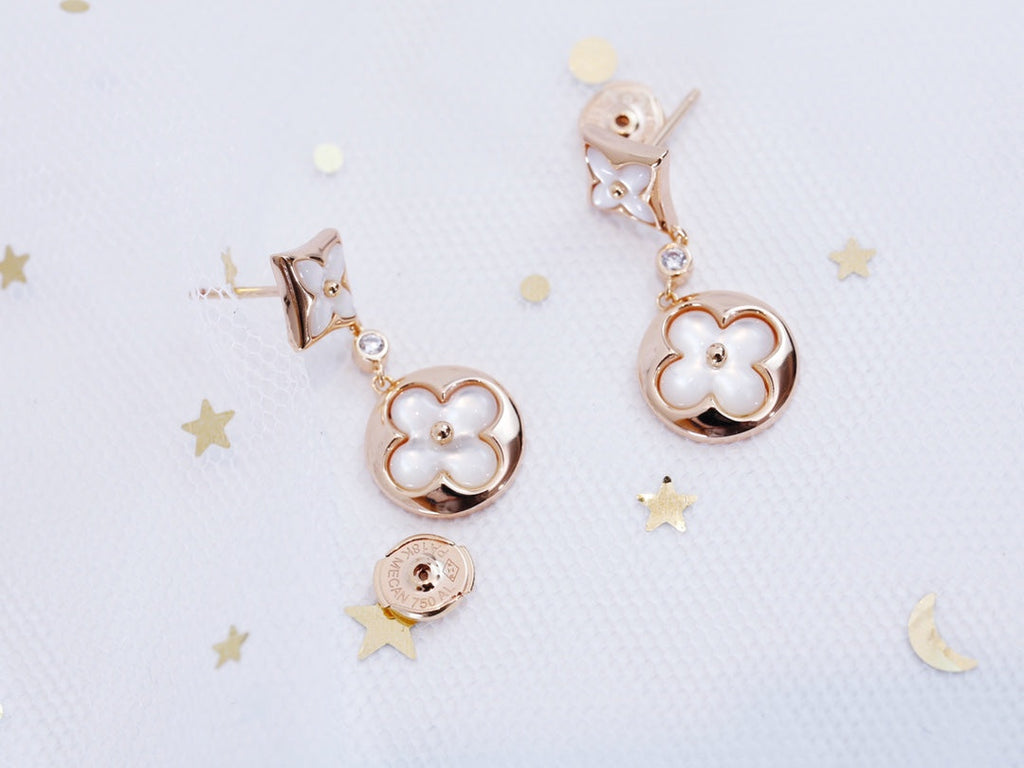 GlowSTAR AND SUN PINK GOLD MOP DROP EARRINGS