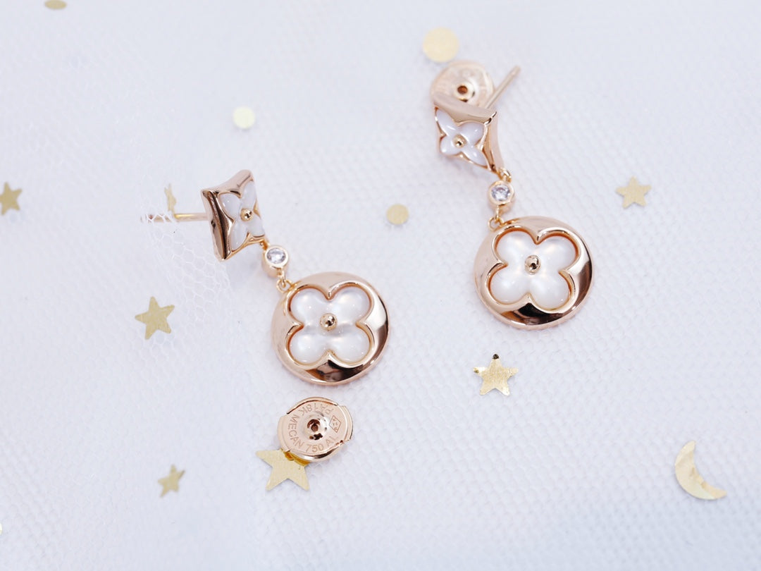 GlowSTAR AND SUN PINK GOLD MOP DROP EARRINGS