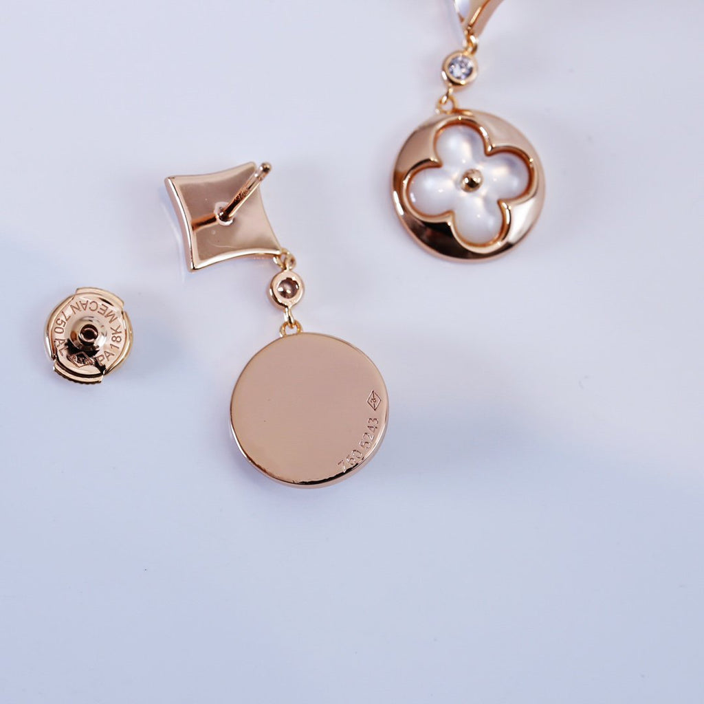 GlowSTAR AND SUN PINK GOLD MOP DROP EARRINGS