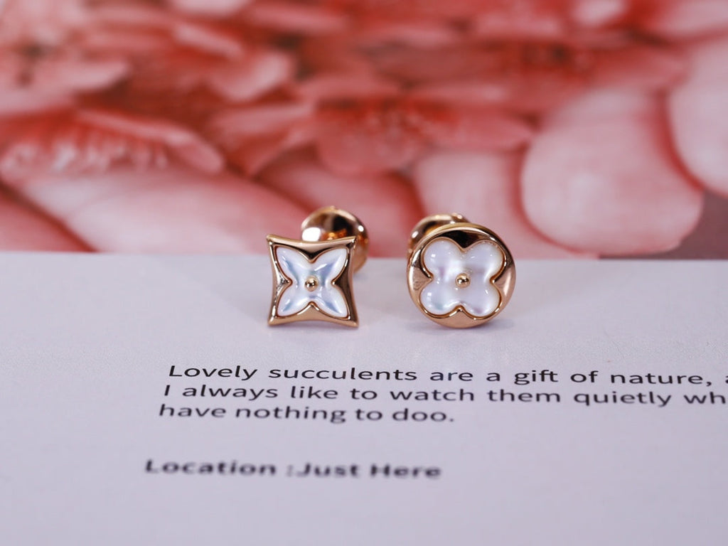 GlowSTAR AND SUN PINK GOLD MOP STUD EARRINGS