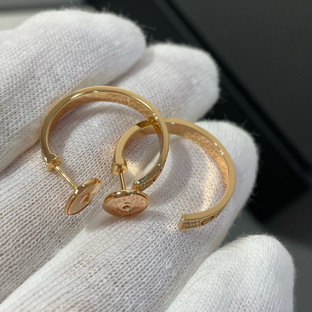 GlowLOVE DIAMOND PINK GOLD HOOP EARRINGS