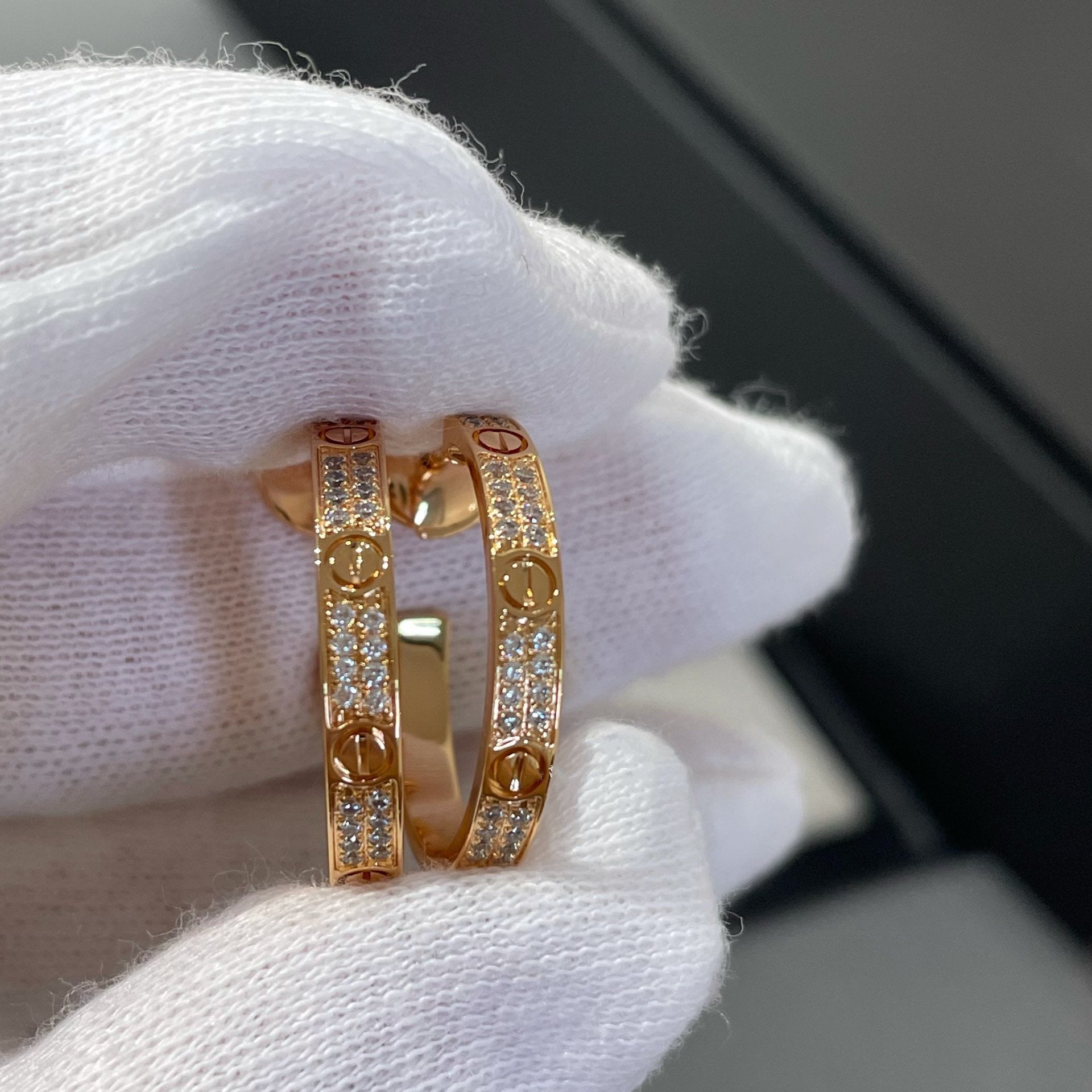 GlowLOVE DIAMOND PINK GOLD HOOP EARRINGS