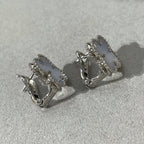 ¡®Glow¡¯CLOVER CHALCEDONY SILVER STUD EARRINGS