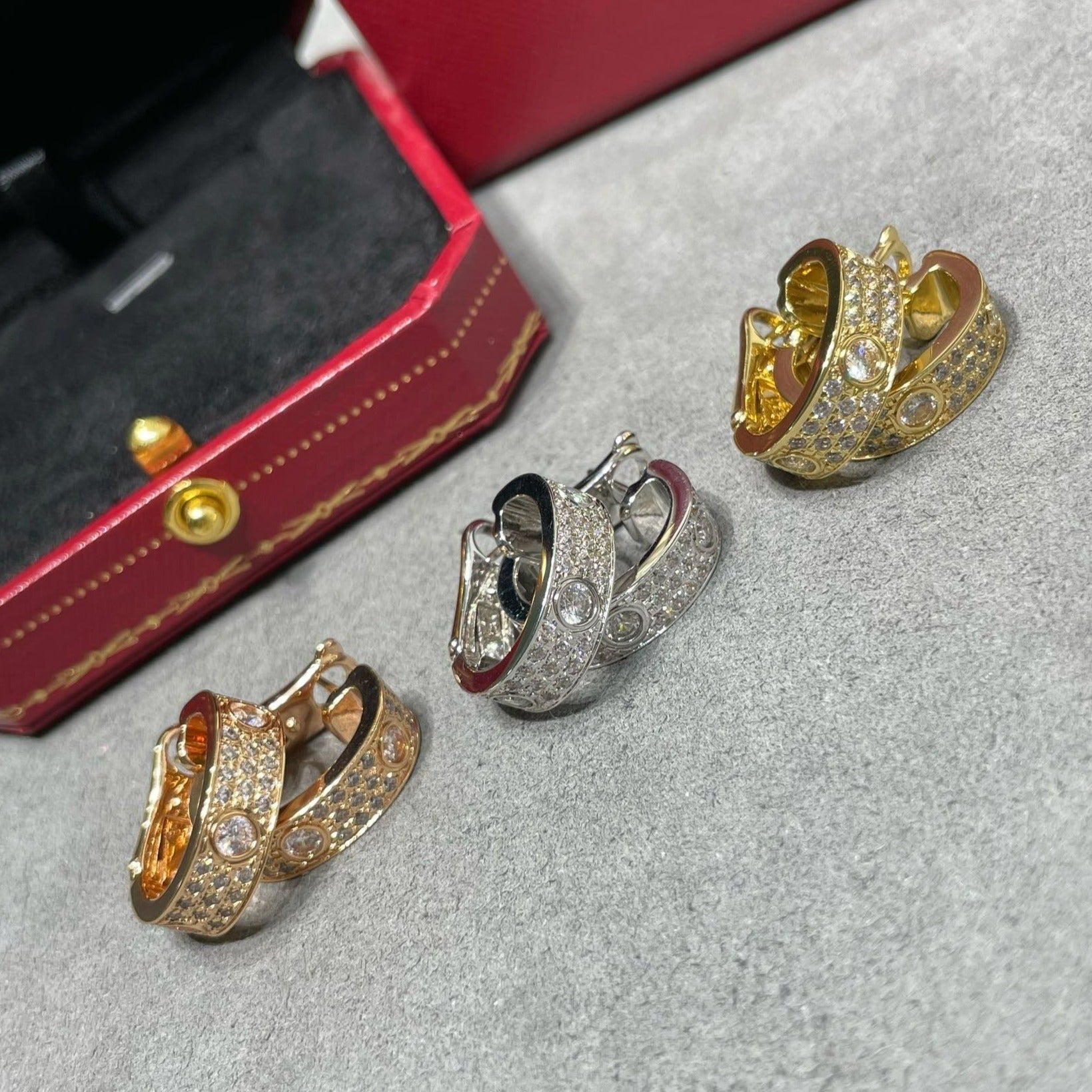 GlowLOVE 5.5MM DIAMOND PAVED EARRINGS
