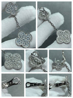 ¡®Glow¡¯CLOVER 2 MOTIFS DIAMOND PAVED SILVER EARRINGS