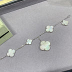 ¡®Glow¡¯CLOVER 5 MOTIF WHITE MOP SILVER BRACELET