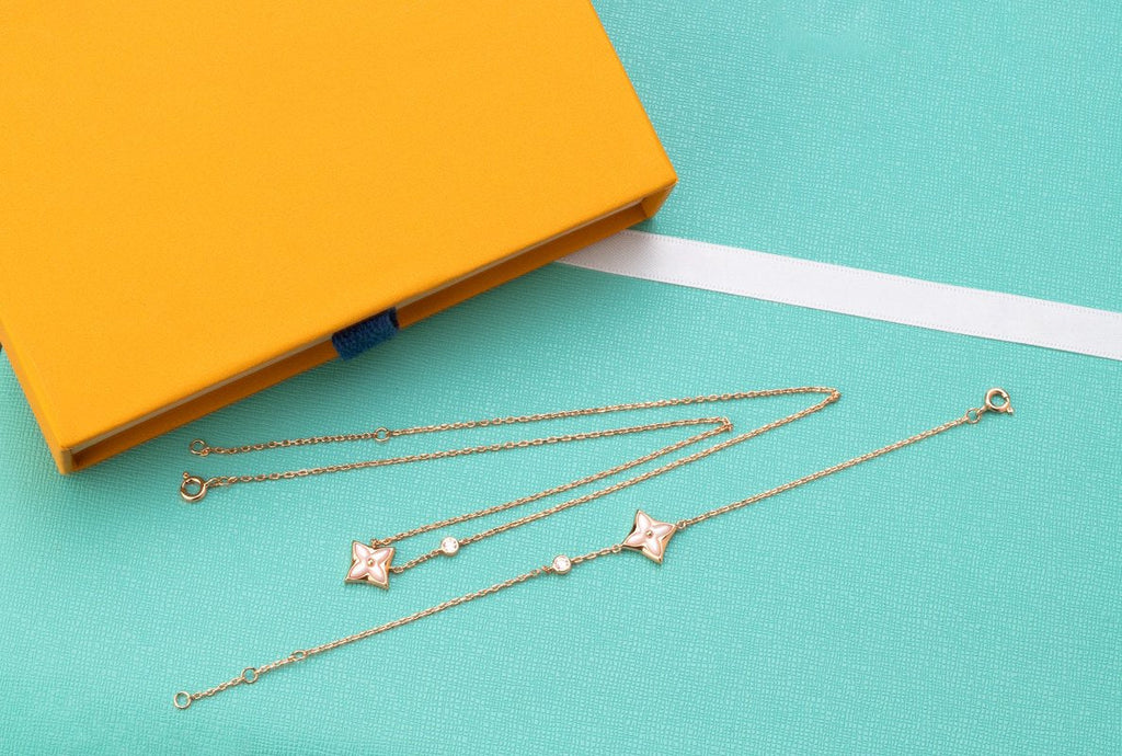 GlowSTAR PINK MOP 1 DIAMOND PINK GOLD NECKLACE