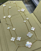 ¡®Glow¡¯CLOVER 16 MOTIF WHITE MOP GOLD NECKLACE