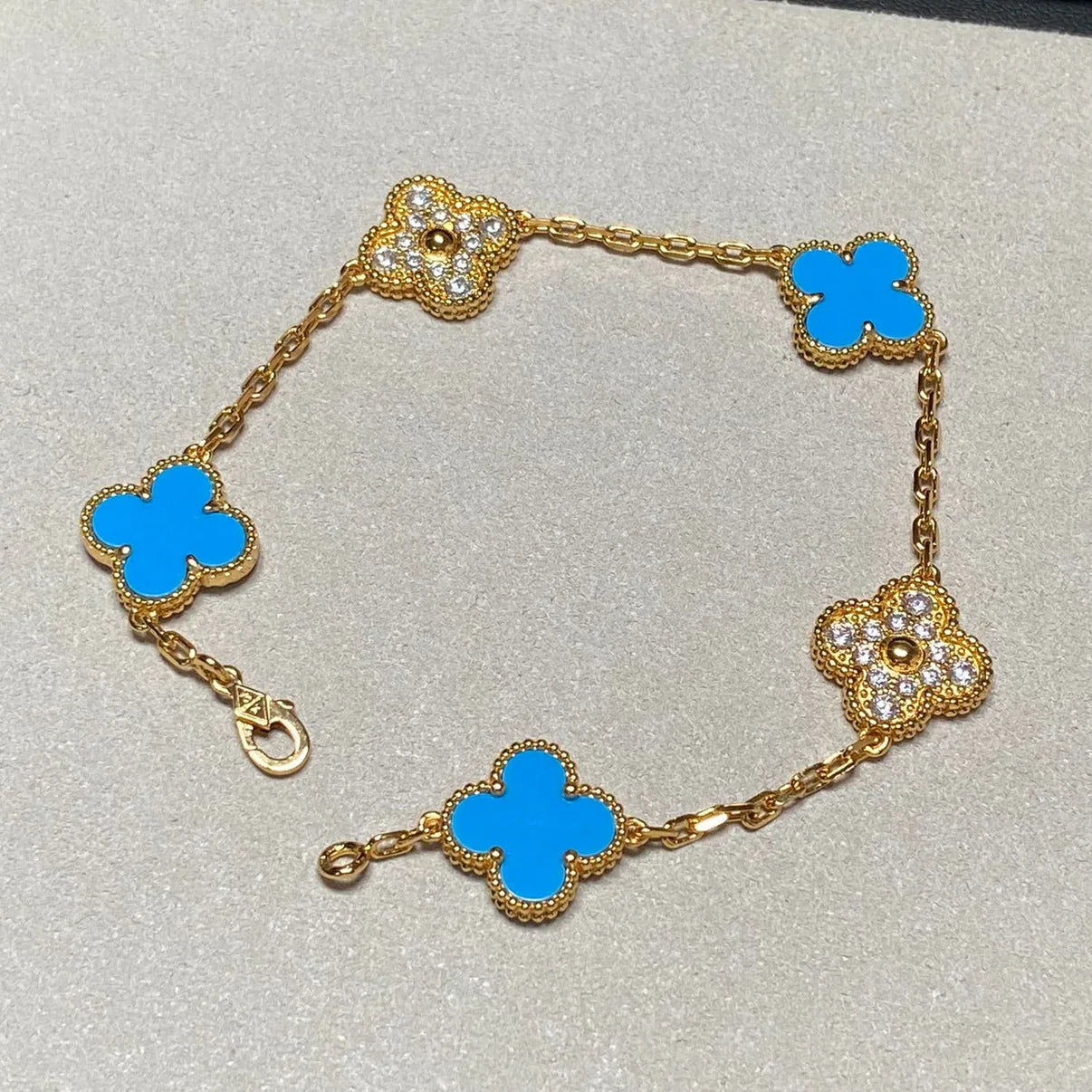 [Glow Jewelry] CLOVER 5 MOTIF BLUE AGATE BRACELET COLLECTION