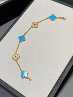 [Glow Jewelry] CLOVER 5 MOTIF BLUE AGATE BRACELET COLLECTION