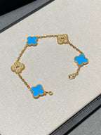 [Glow]New  CLOVER 5 MOTIF BLUE AGATE BRACELET COLLECTION
