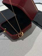 GlowLOVE NECKLACE DOUBLE RING PINK GOLD