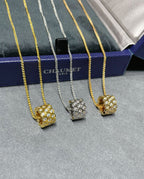GlowBEE LOVE DIAMOND PAVED 3 ROW NECKLACE