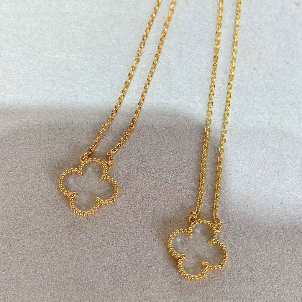 ¡®Glow¡¯CLOVER ROCK CRYSTAL ROSE GOLD NECKLACE
