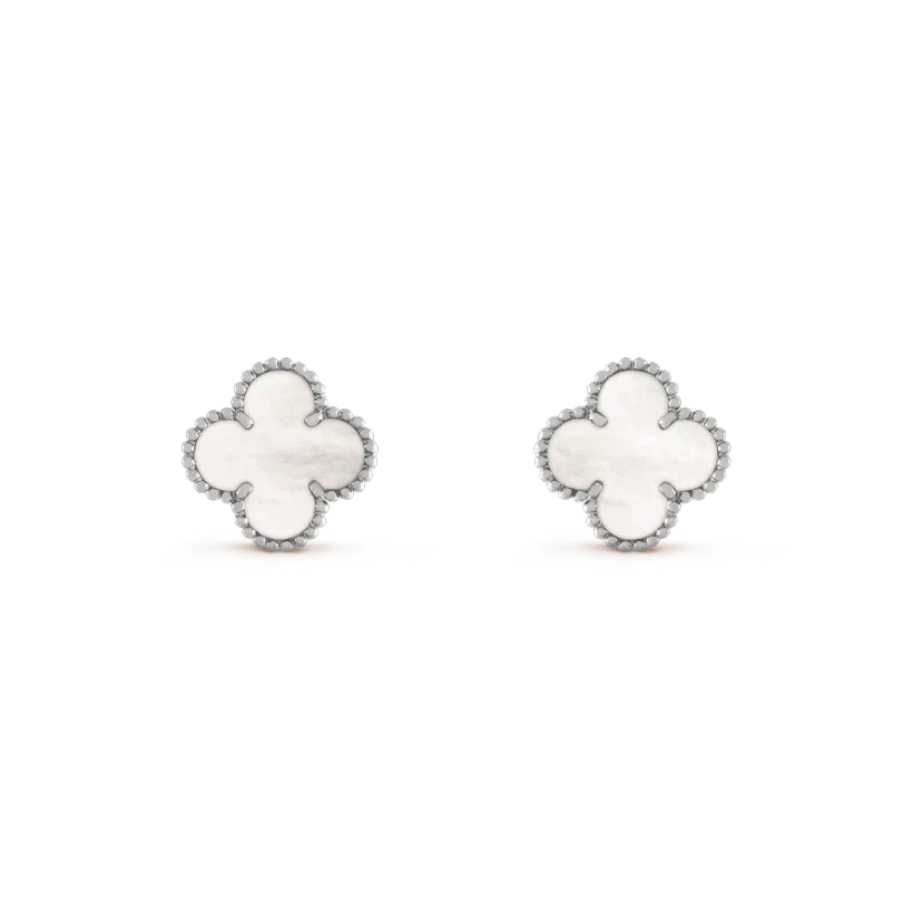 ¡®Glow¡¯CLOVER MEDIUM 1 MOTIFS  WHITE MOP EARRINGS SILVER