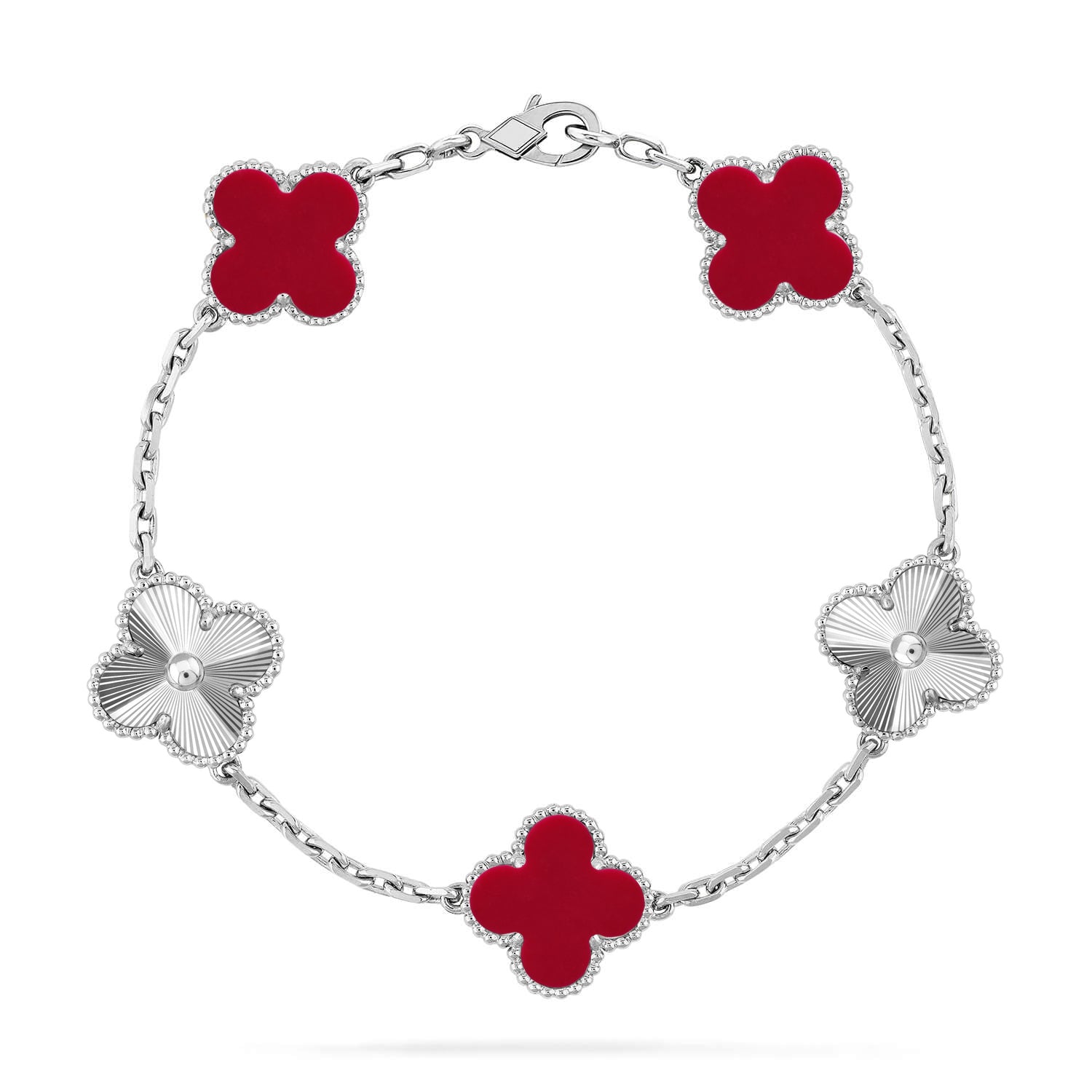 [Glow Jewelry] CLOVER 5 MOTIF RED CORNELIAN BRACELET COLLECTION