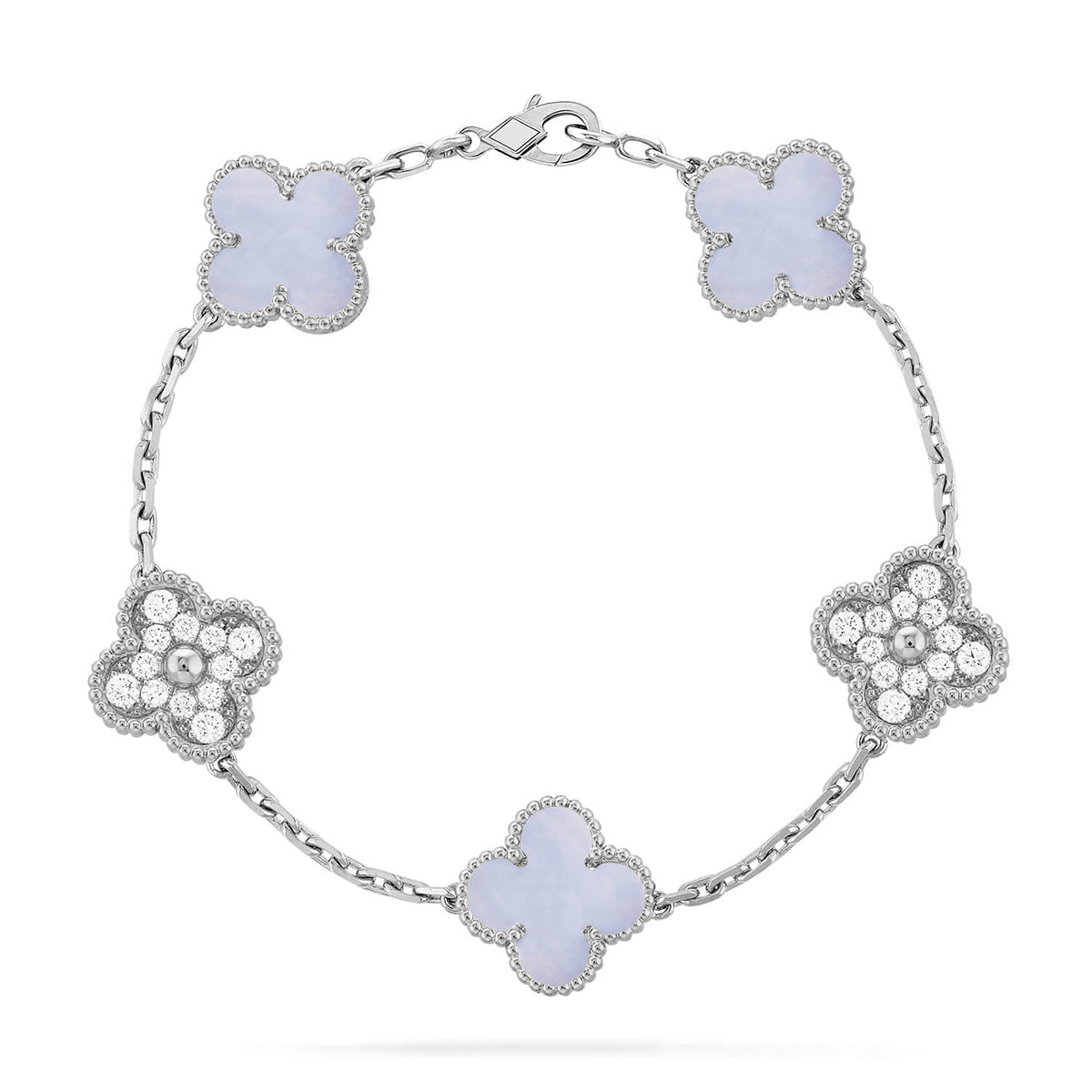 [Glow]New  CLOVER 5 MOTIF PURPLE CHALCEDONY BRACELET COLLECTION