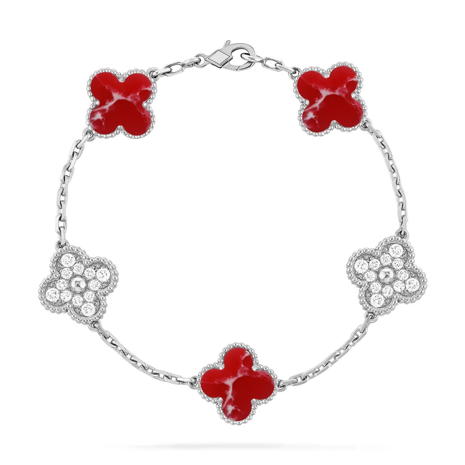 [Glow]New CLOVER 5 MOTIF RED PATTERN BRACELET COLLECTION