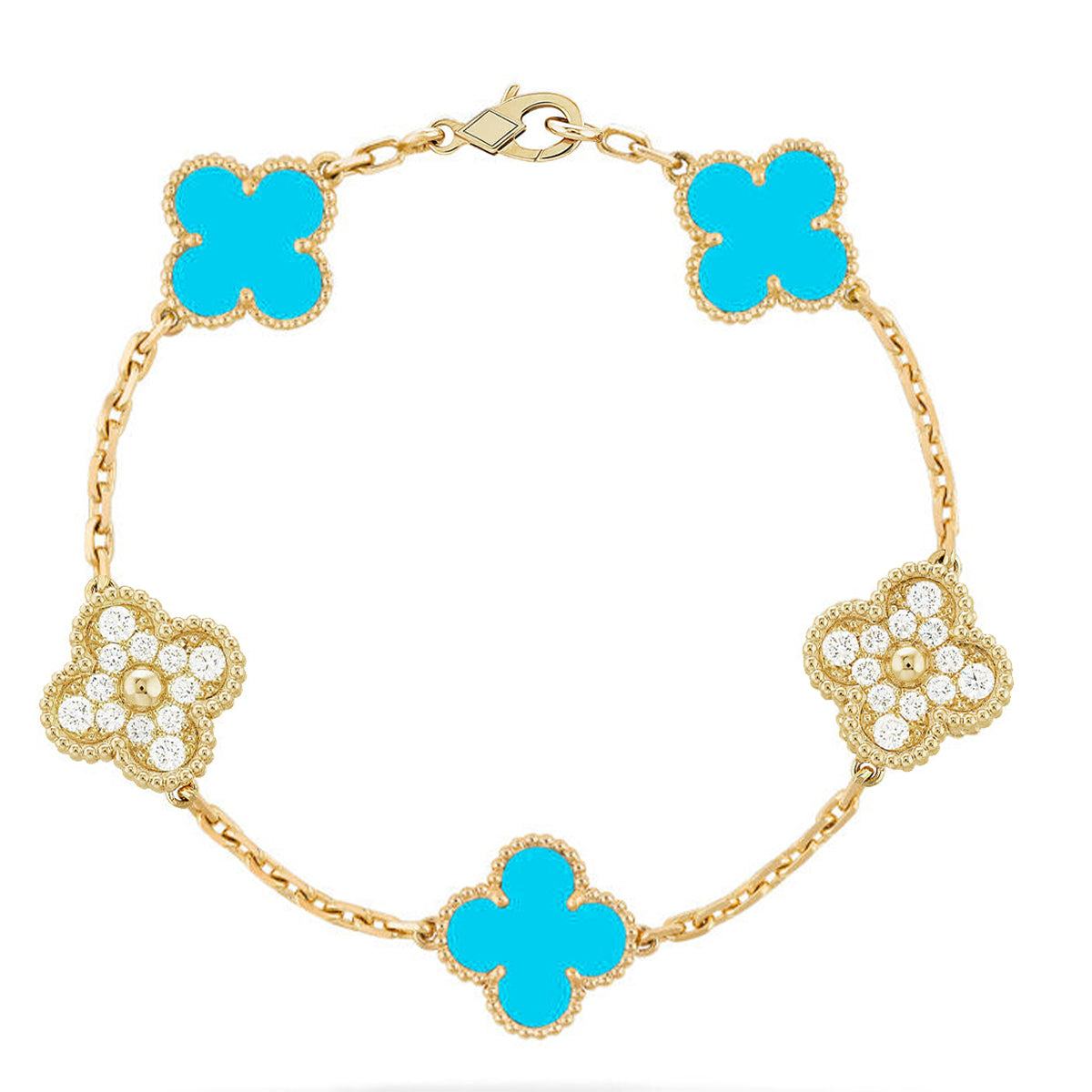 [Glow]New  CLOVER 5 MOTIF TURQUOISE BRACELET COLLECTION