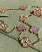 ¡®Glow¡¯CLOVER 10 MOTIFS TIGER EYE NECKLACE pink