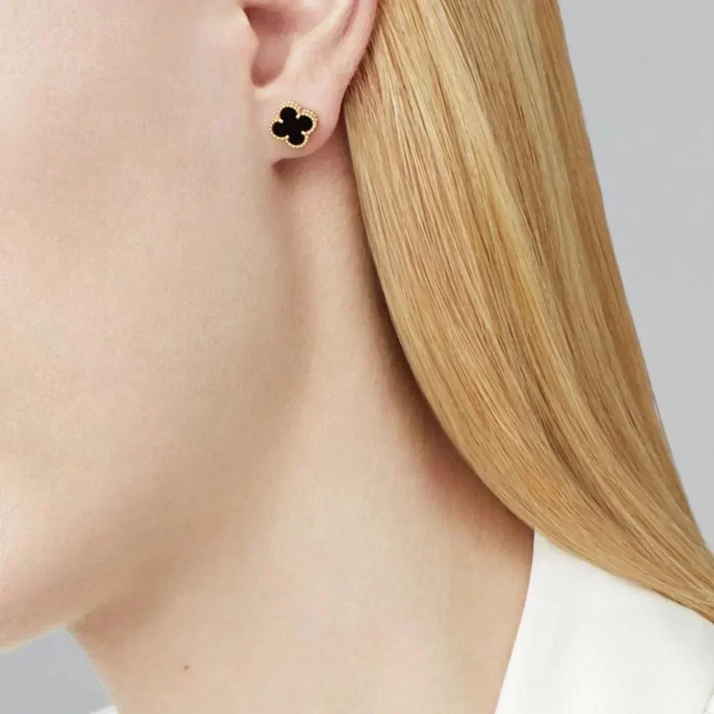 ¡®Glow¡¯CLOVER MINI 9.5MM BLACK MOP EARRINGS