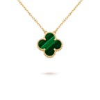 ¡®Glow¡¯CLOVER 15MM MALACHITE SINGLE FLOWER  NECKLACE