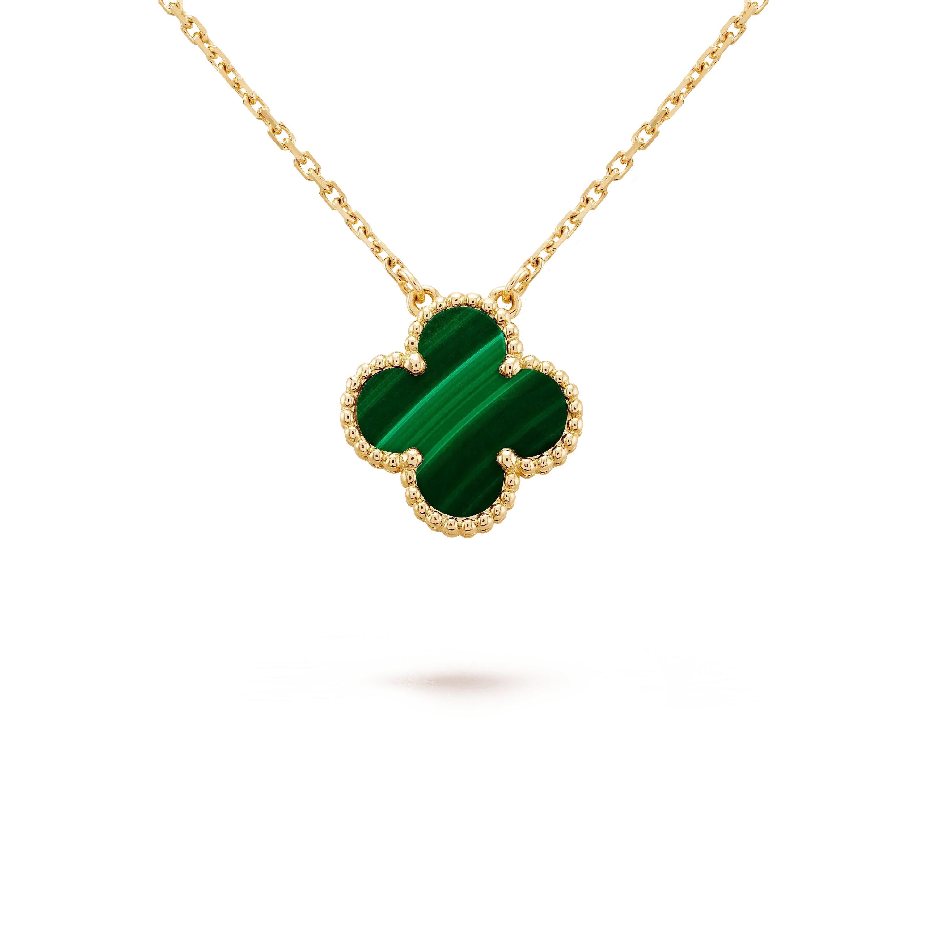 ¡®Glow¡¯CLOVER 15MM MALACHITE SINGLE FLOWER  NECKLACE