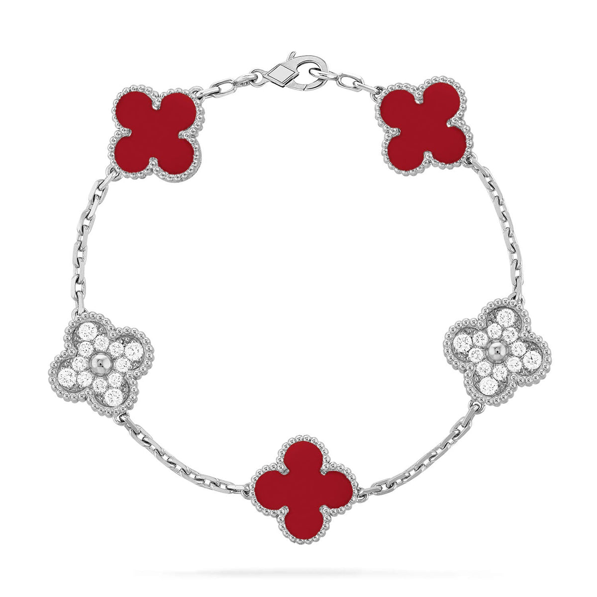 [Glow Jewelry] CLOVER 5 MOTIF RED CORNELIAN BRACELET COLLECTION