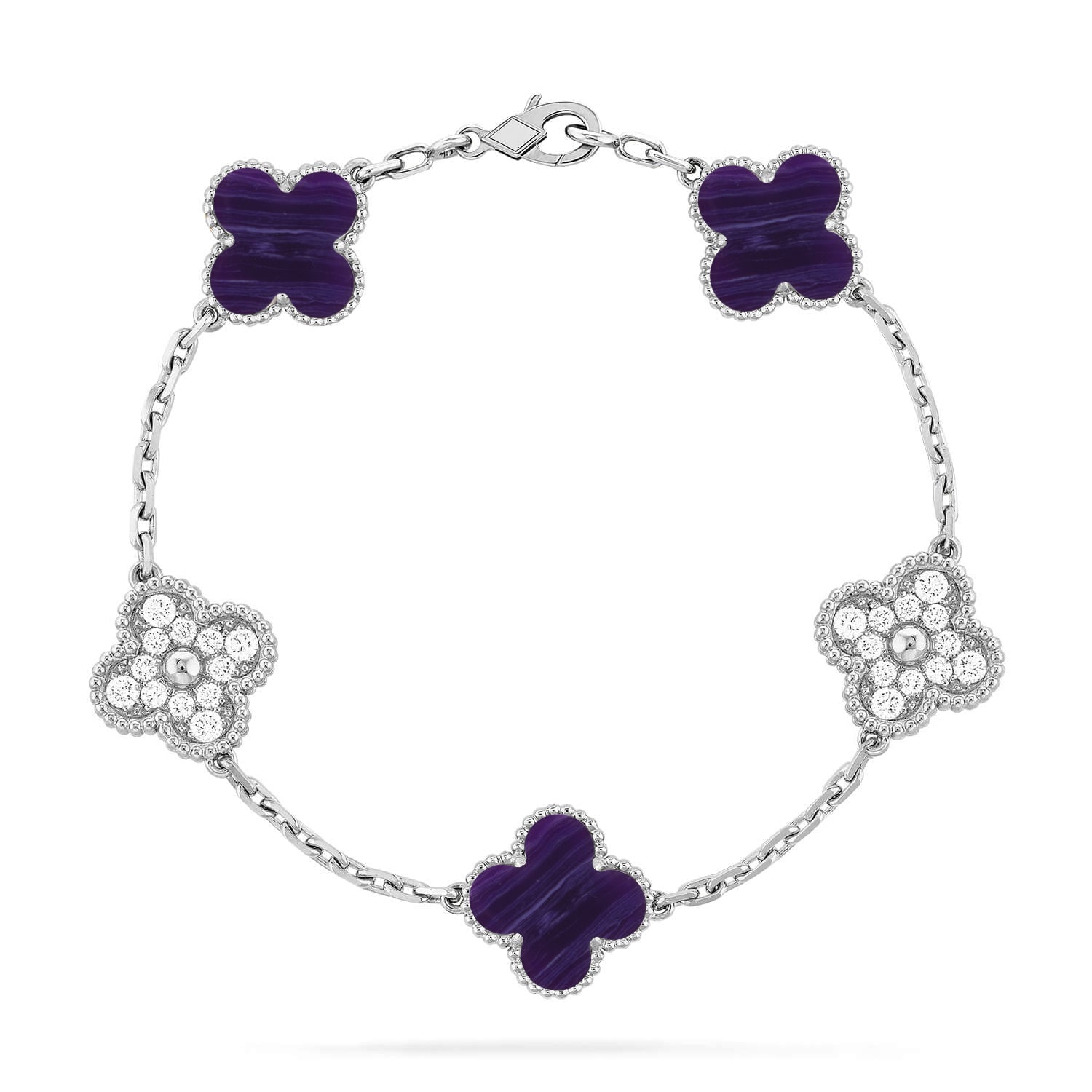 [Glow Jewelry]CLOVER 5 MOTIF PURPLE STRIPES BRACELET COLLECTION