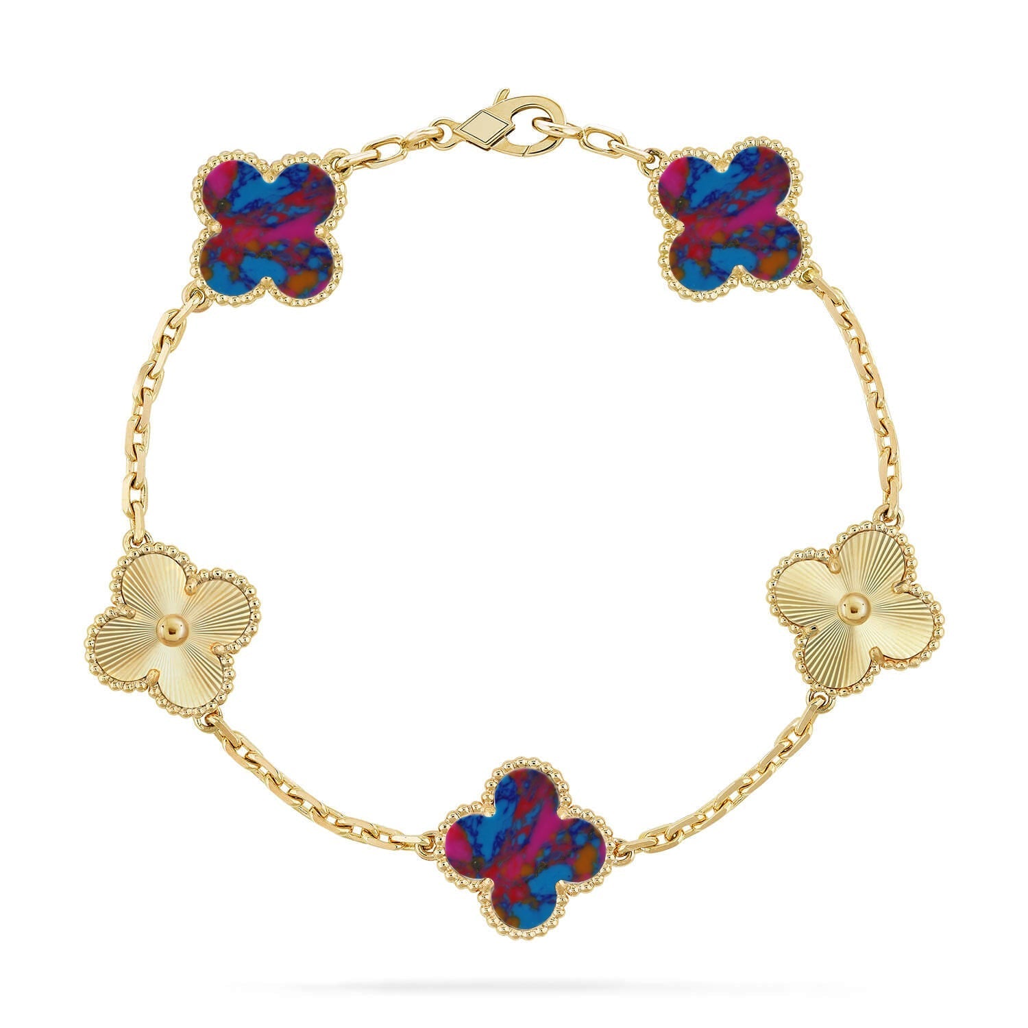 [Glow]New CLOVER 5 MOTIF COLOR GEMSTONES BRACELET COLLECTION