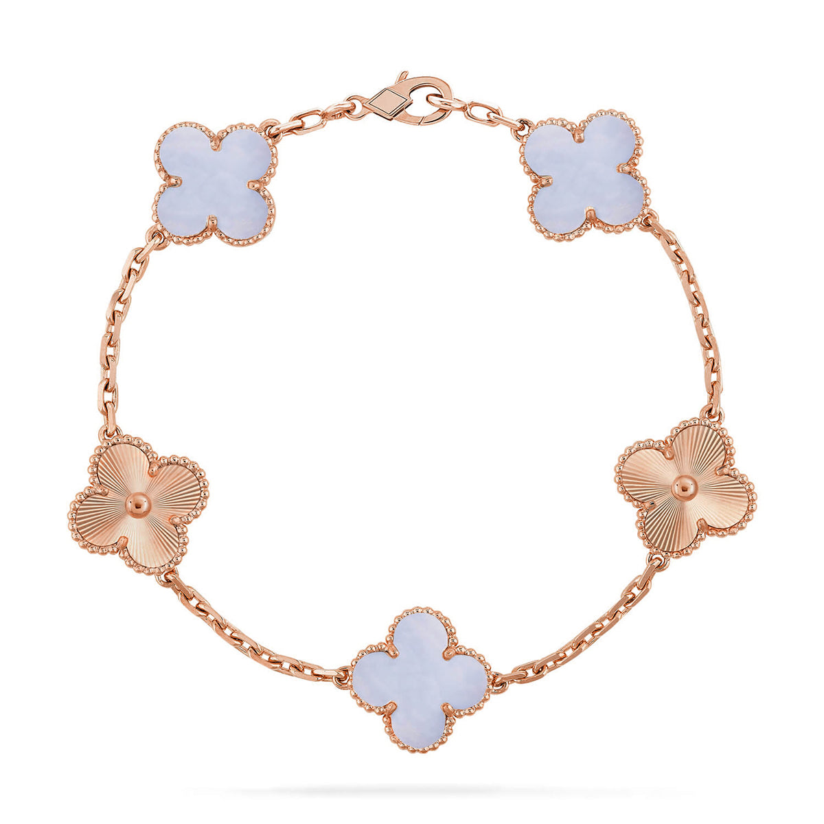 [Glow Jewelry] CLOVER 5 MOTIF PURPLE CHALCEDONY BRACELET COLLECTION