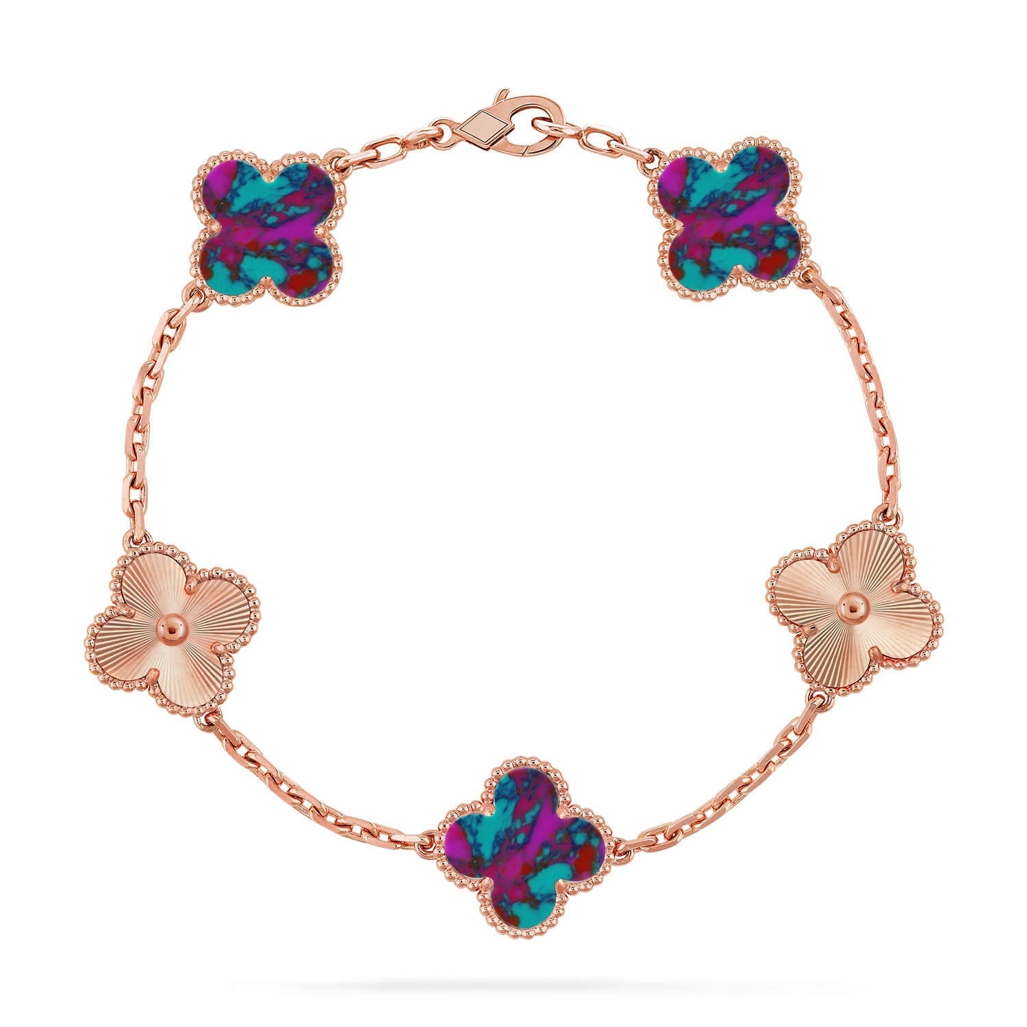 [Glow]New CLOVER 5 MOTIF COLOR GEMSTONES BRACELET COLLECTION