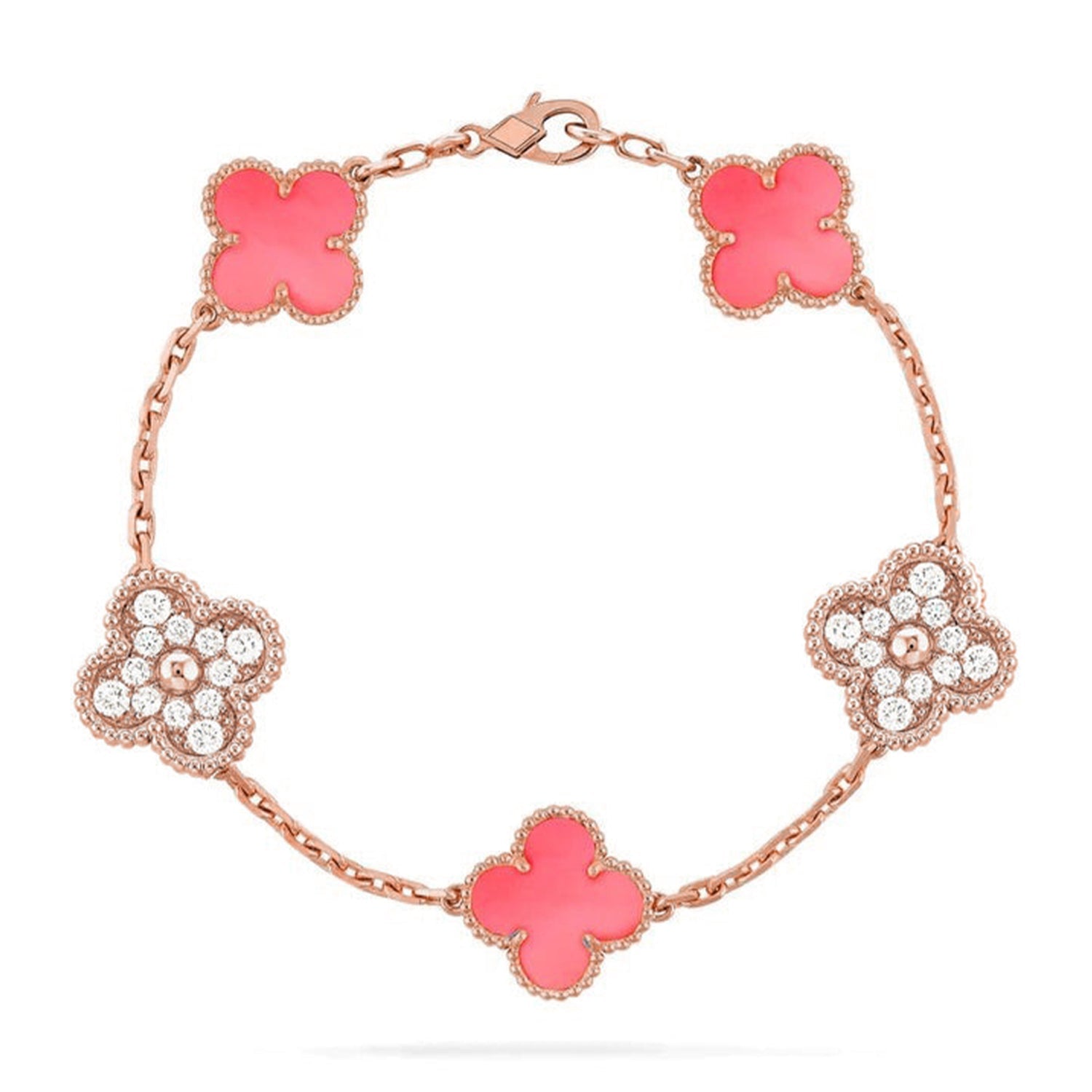 [Glow Jewelry] CLOVER 5 MOTIFS  PINK MOP BRACELET COLLECTION