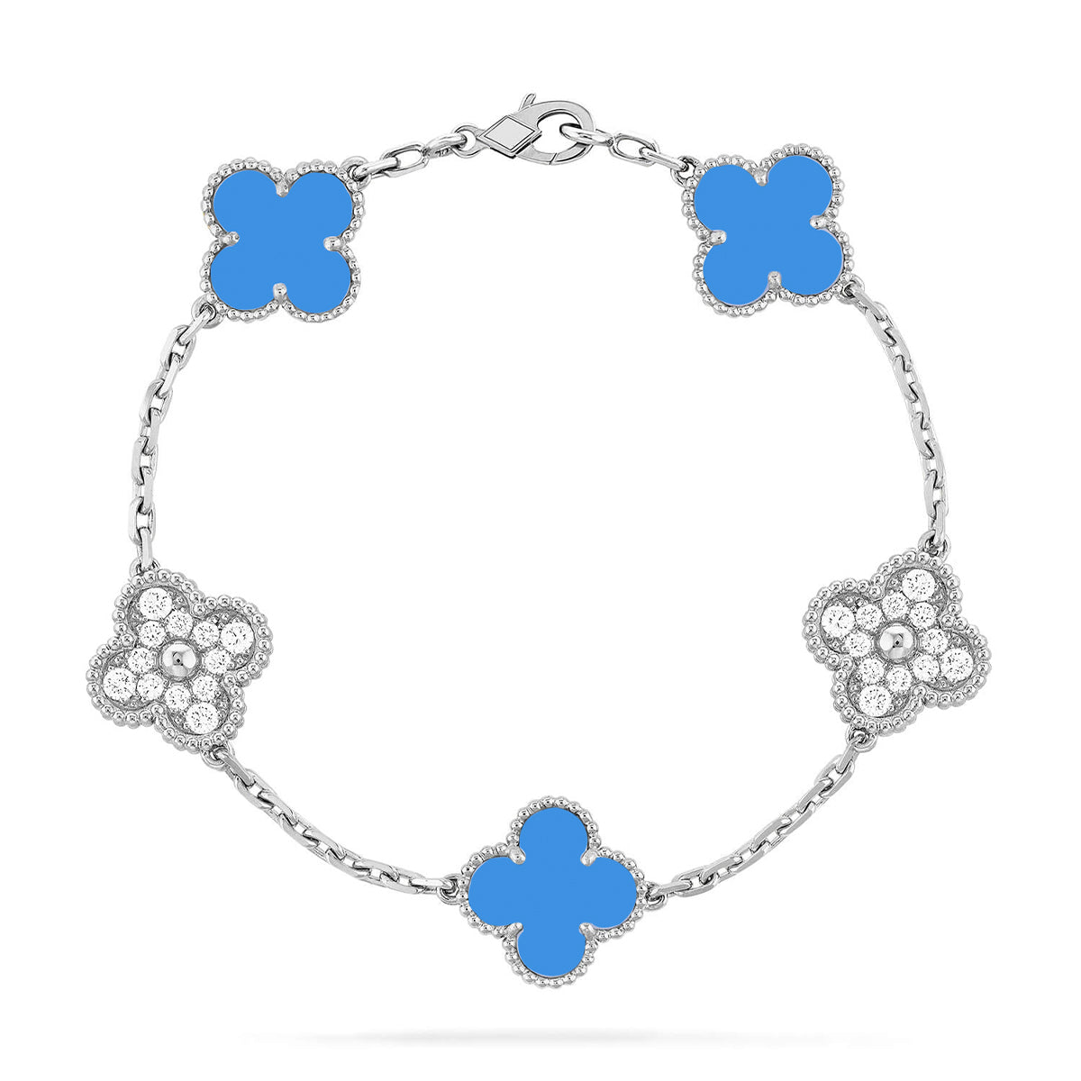 [Glow]New  CLOVER 5 MOTIF BLUE AGATE BRACELET COLLECTION