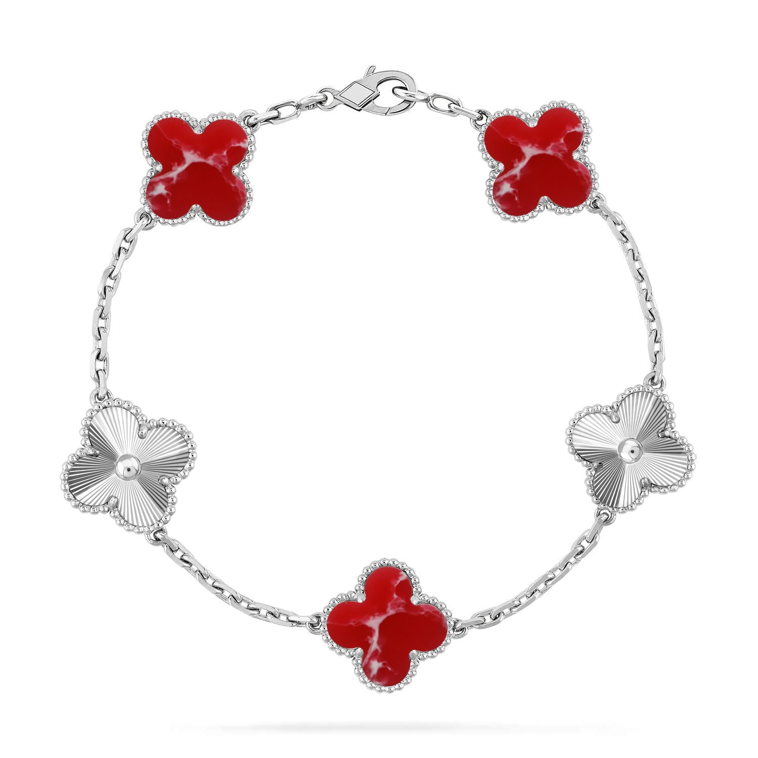 [Glow Jewelry]CLOVER 5 MOTIF RED PATTERN BRACELET COLLECTION