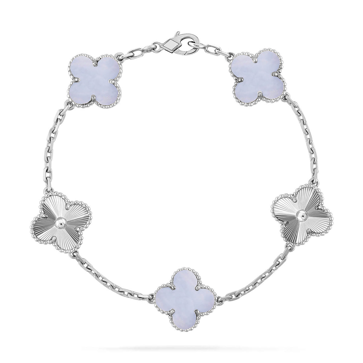 [Glow]New  CLOVER 5 MOTIF PURPLE CHALCEDONY BRACELET COLLECTION