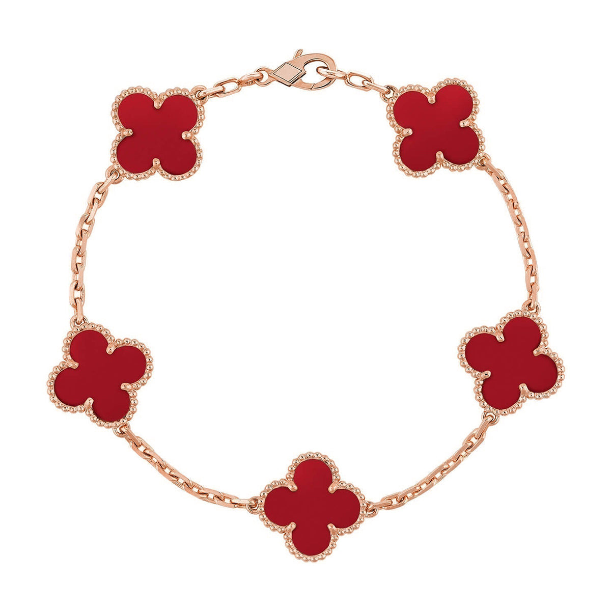 [Glow Jewelry] CLOVER 5 MOTIF RED CORNELIAN BRACELET COLLECTION