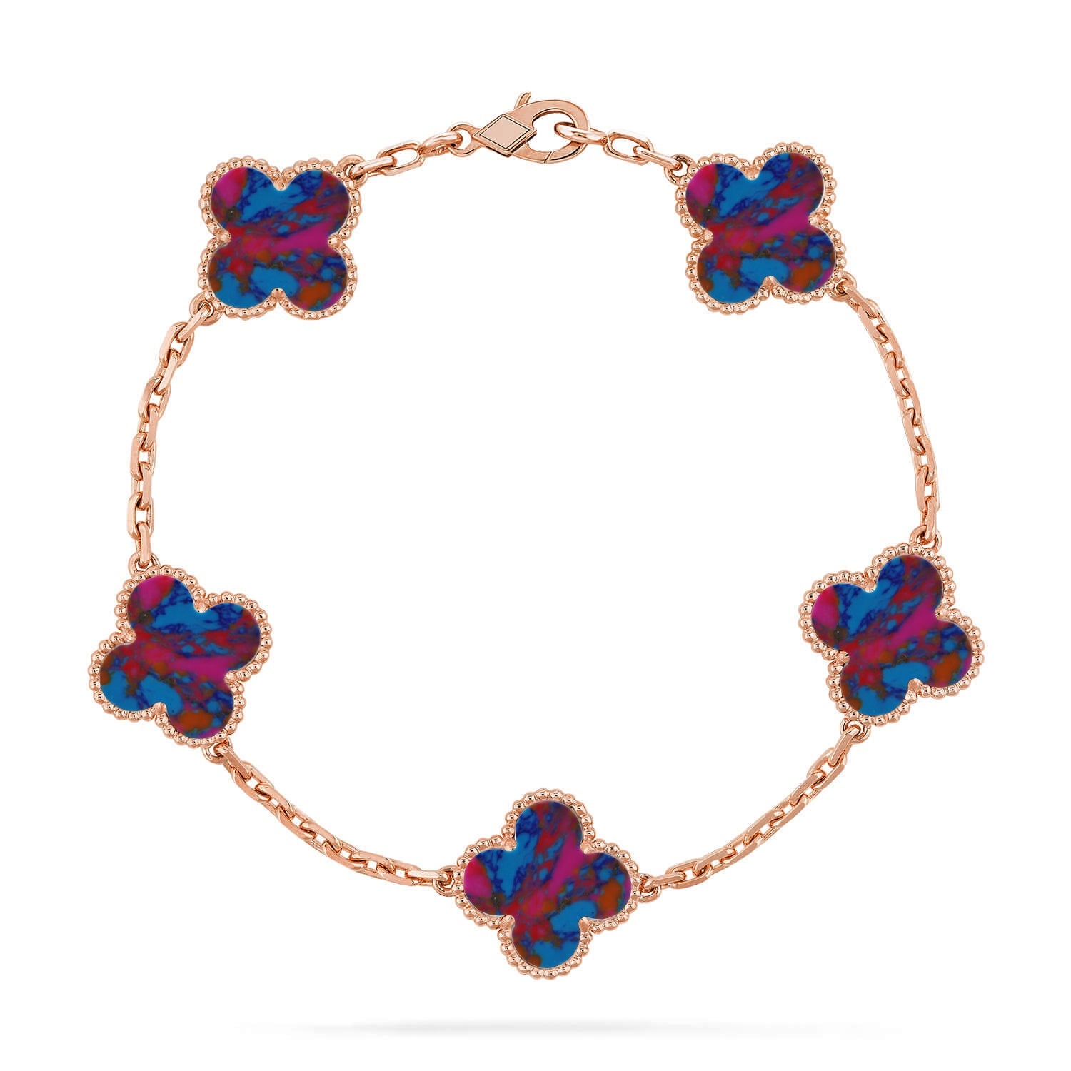 [Glow Jewelry]CLOVER 5 MOTIF COLOR GEMSTONES BRACELET COLLECTION